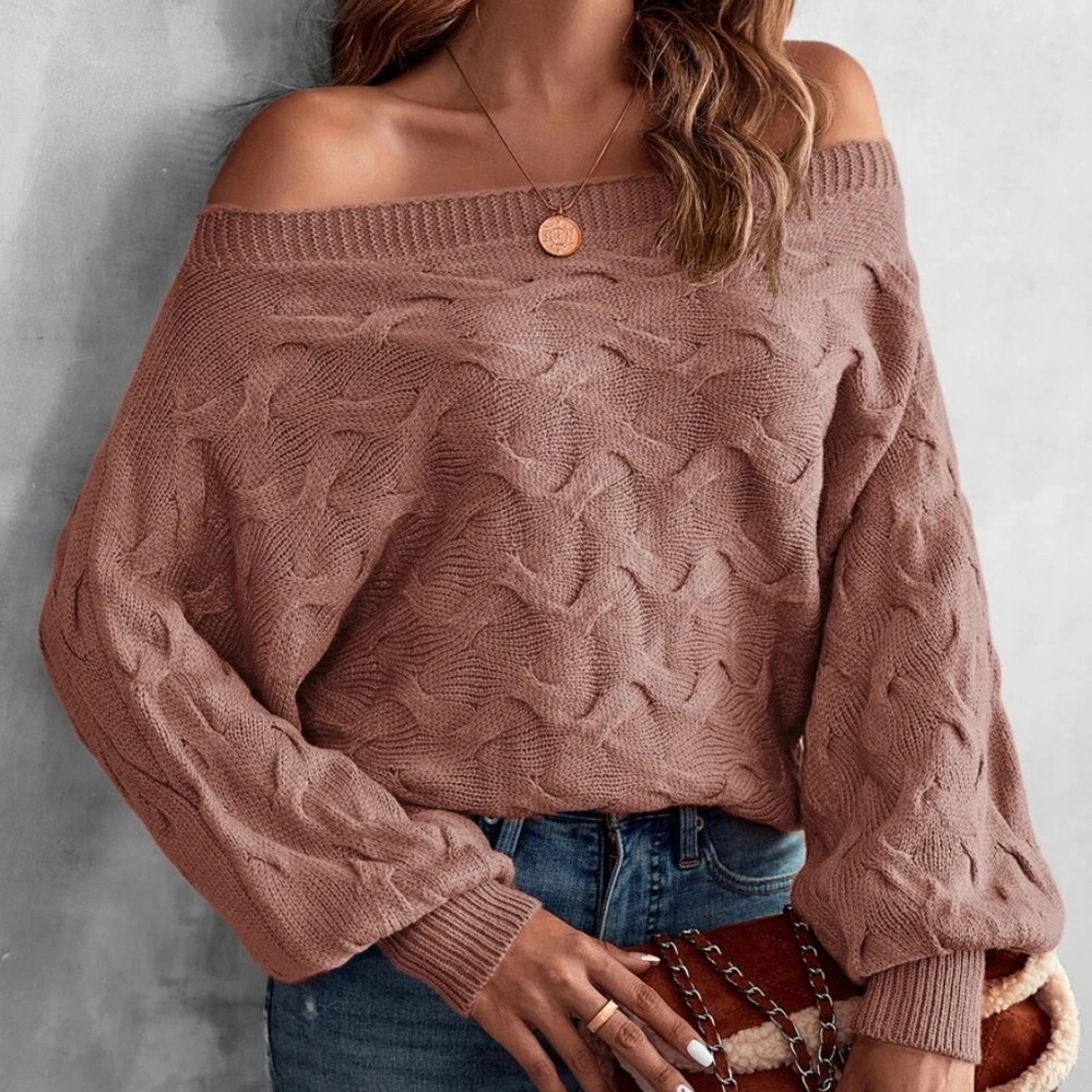 Cozy Off Shoulder Knit Sweater Top - Picture 10 of 16